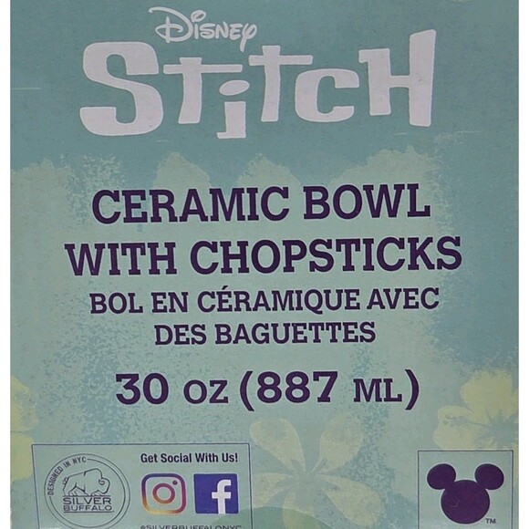 Disney Stitch Ceramic Ramen Noodle Bowl with Chopstick Set of 3pc 30oz - Picture 2 of 14